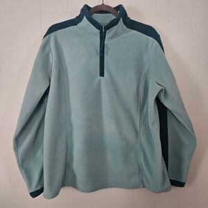 Active Fleece Pullover Women XL Blue Quarter Zip Colorblock Activewear Outdoor